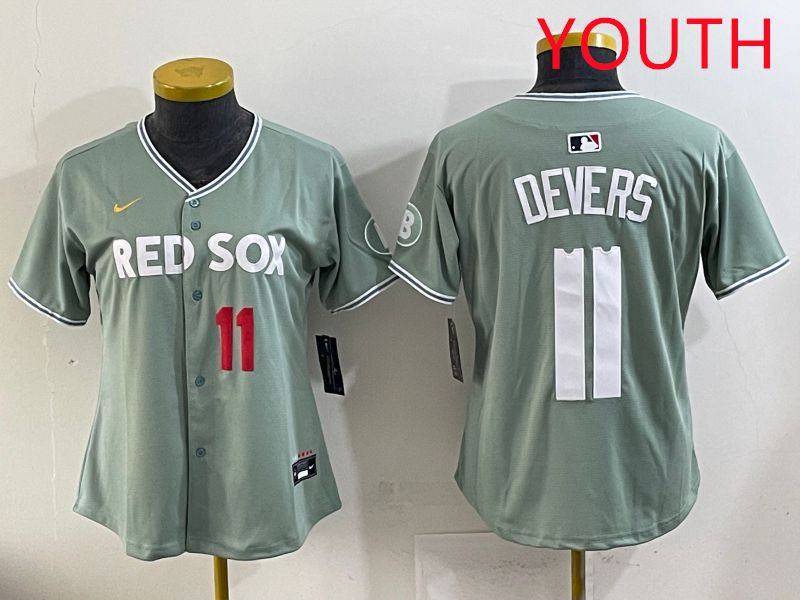 Youth 2025 Boston Red Sox #11 Devers Light Green Joint Name Nike MLB Jersey style 17
